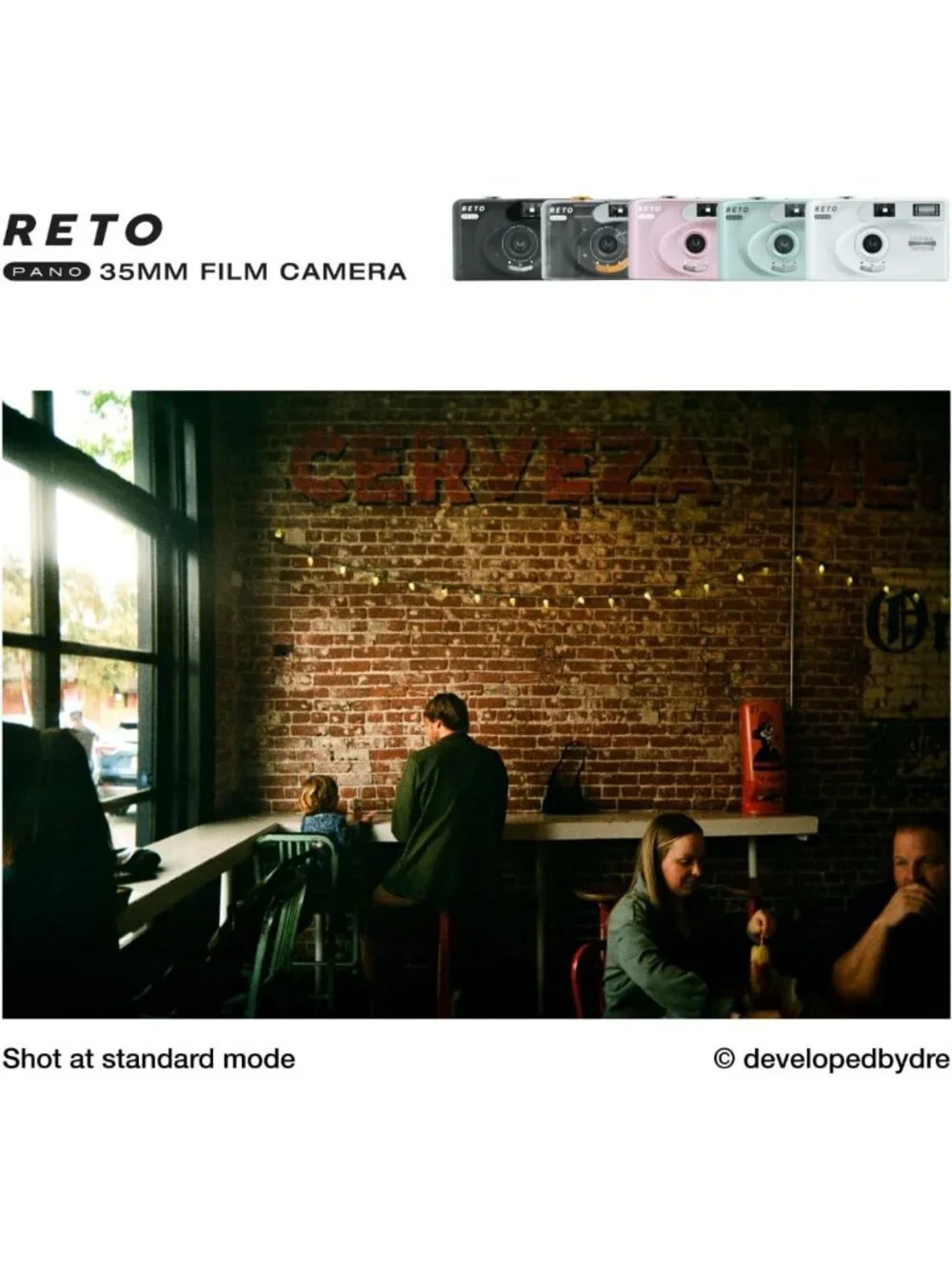 35mm Film Camera with 22mm Wide Lens, Panorama & Cinematic Modes - Metallic Pink
